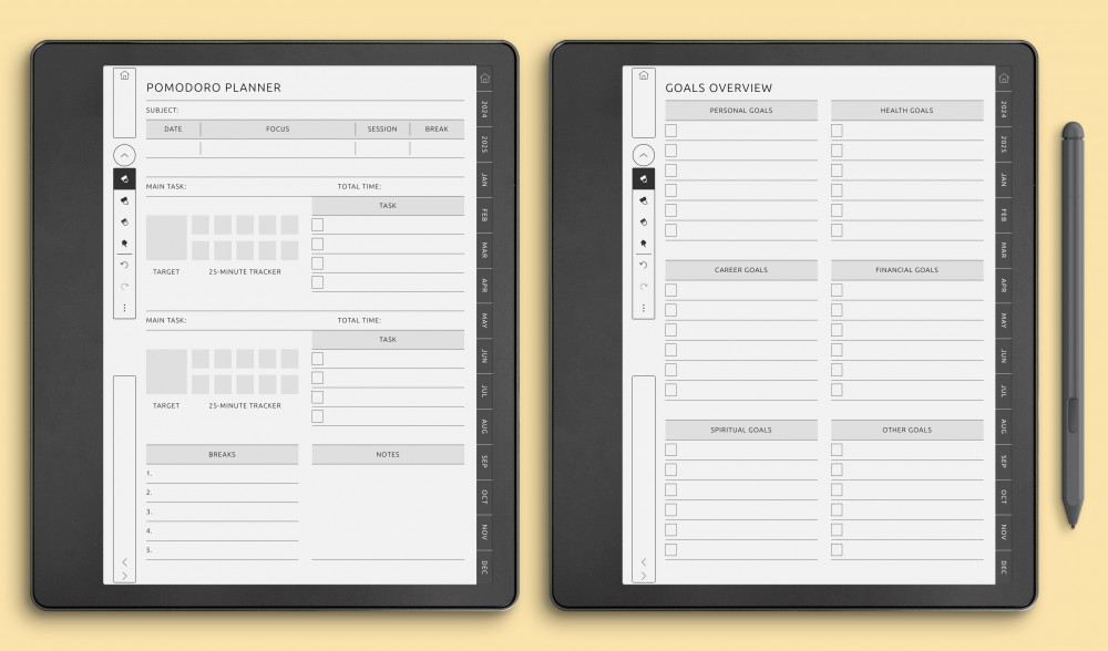 Modèles de Planificateurs de Productivité pour Kindle Scribe