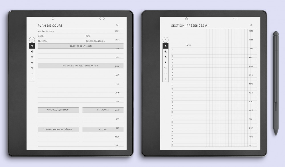 Modèles de Planificateurs Pour Enseignants Pour Kindle Scribe