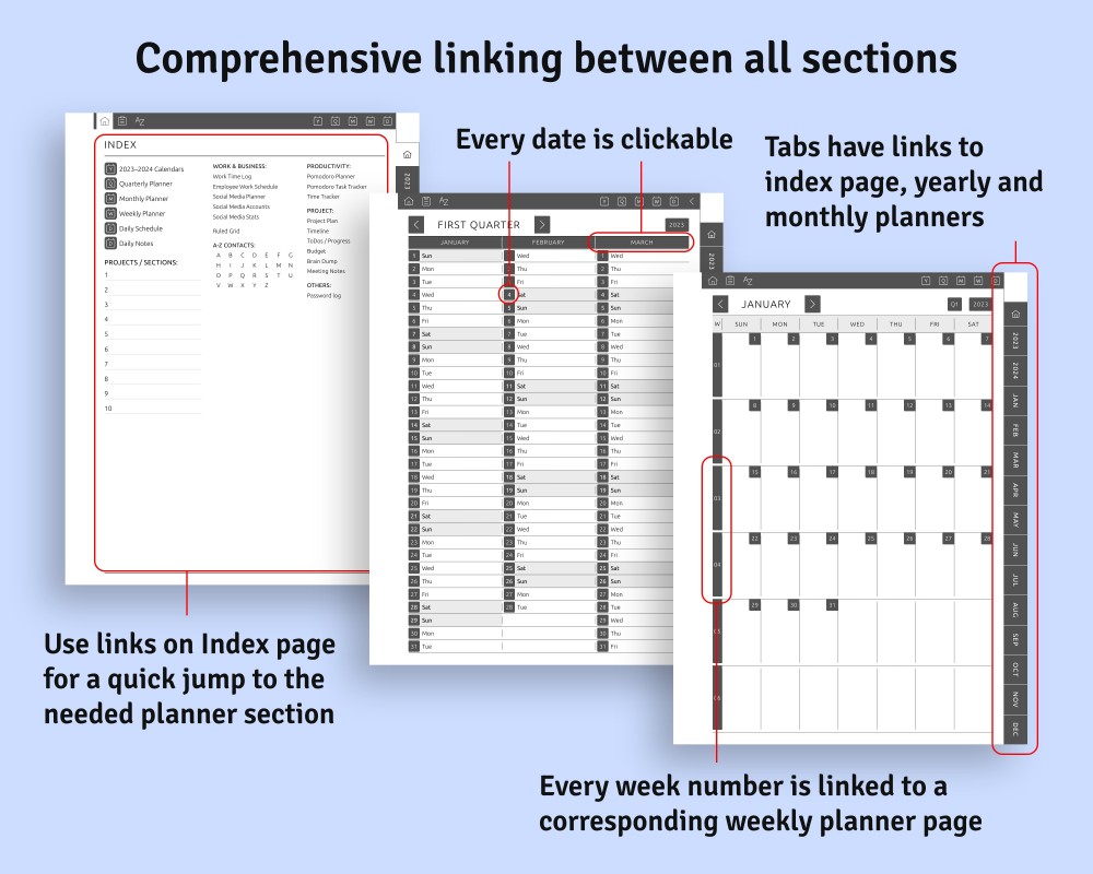 Yearly/Quarterly/Monthly Template for Boox Note