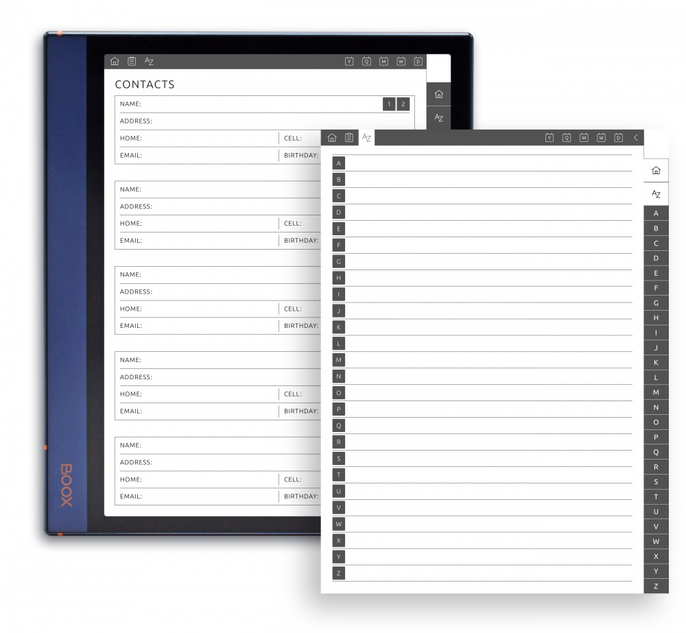 Alphabetical Book Template for Boox Note