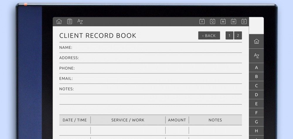 ONYX BOOX - Client Record Notebook