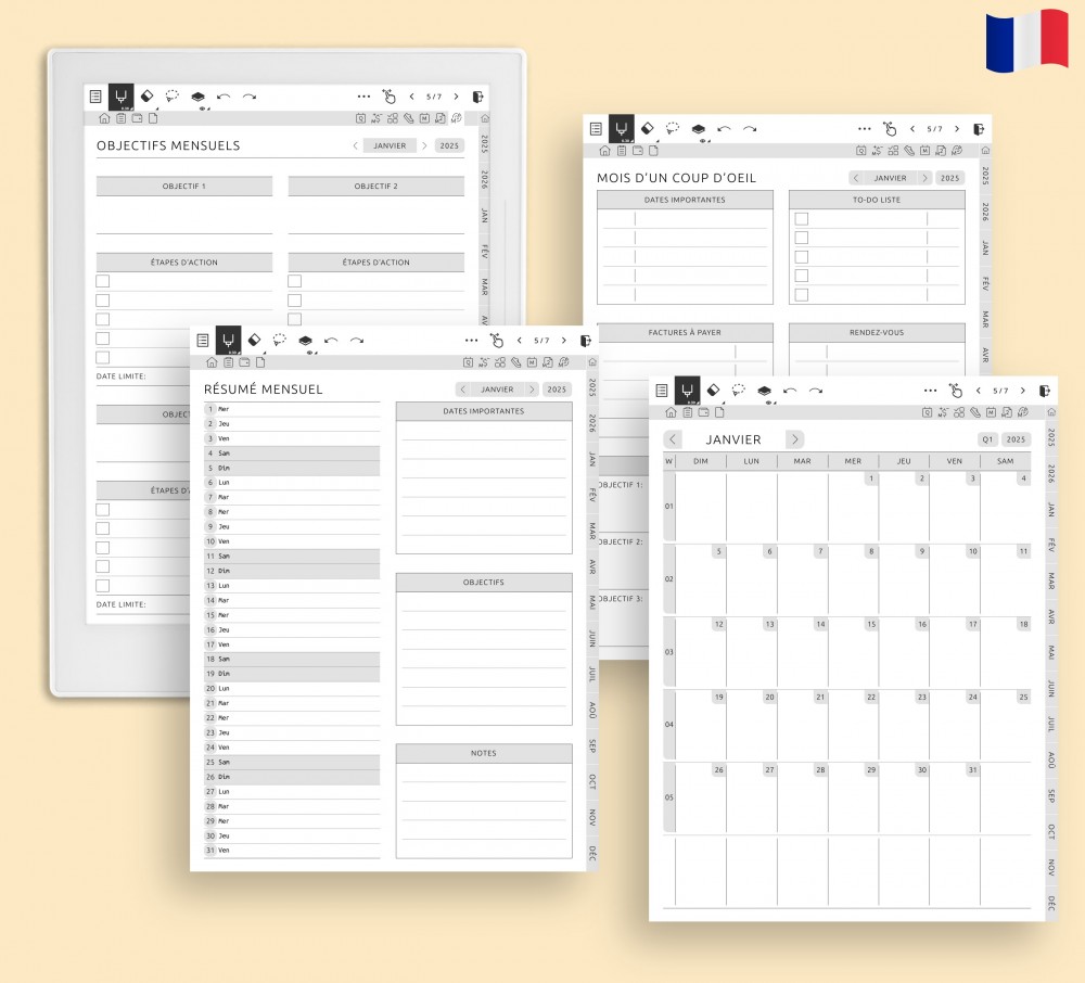 Optimisez votre organisation mensuelle for Supernote Planner Optimisez votre organisation mensuelle Template for Supernote