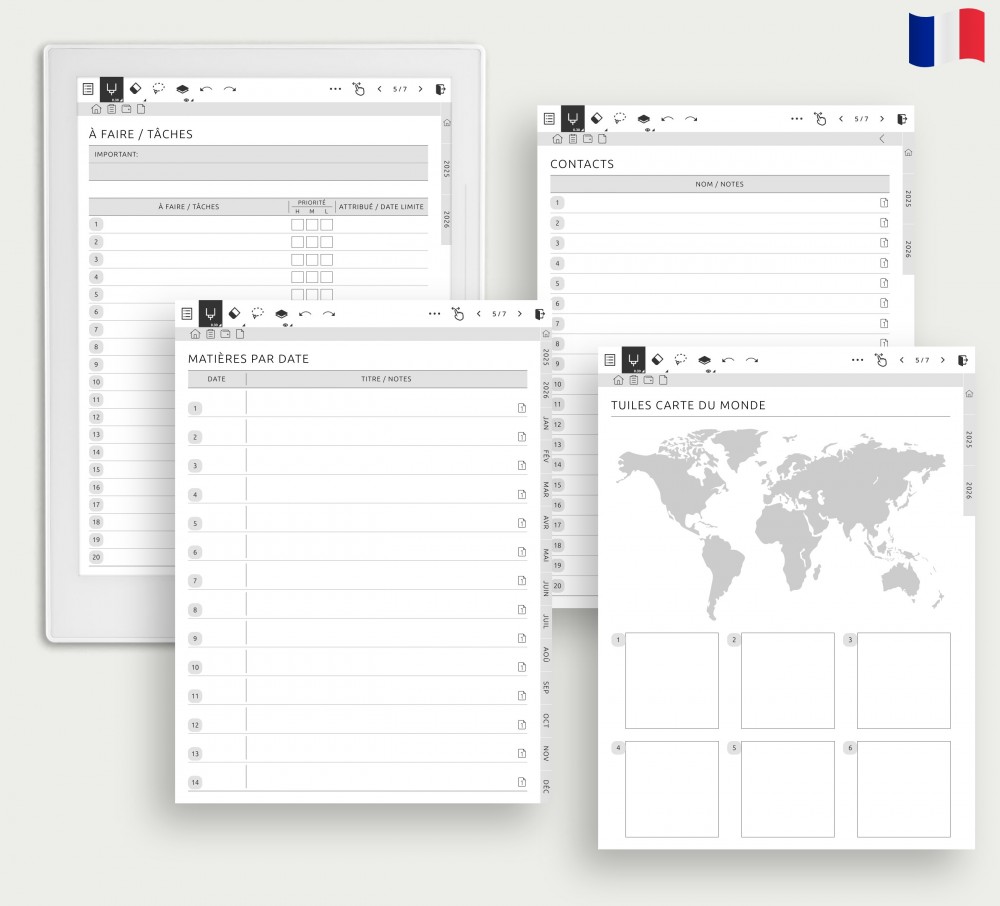 Personnalisez vos sections et onglets for Supernote Planner Personnalisez vos sections et onglets Template for Supernote
