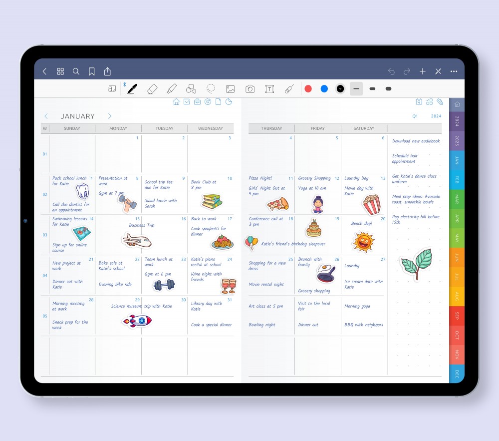 Excel in Monthly Organization  for Digital Planner