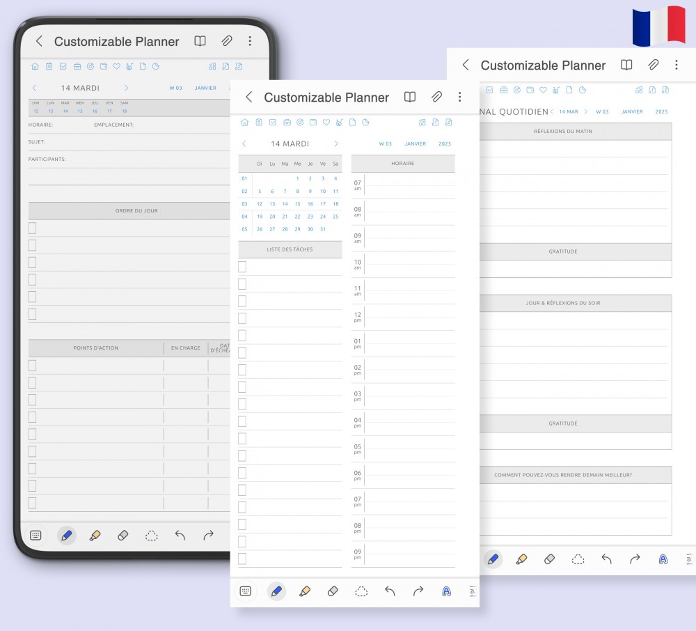 🌞 Immersion quotidienne Template for Digital Planner 🌞 Immersion quotidienne for Digital Planner