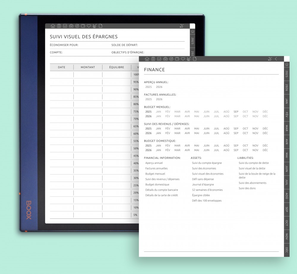 Maîtrisez vos finances for Boox Note Planner Maîtrisez vos finances Template for Boox Note