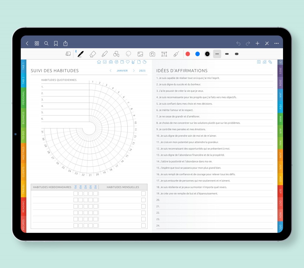 Boostez votre productivité avec des trackers, rappels et messages personnalisables Template for Digital Planner Boostez votre productivité avec des trackers, rappels et messages personnalisables for Digital Planner