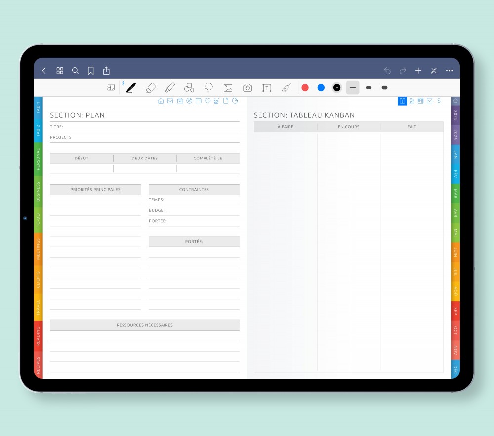 Optimisez votre productivité : pilotez jusqu’à 10 projets efficacement Template for Digital Planner Optimisez votre productivité : pilotez jusqu’à 10 projets efficacement for Digital Planner