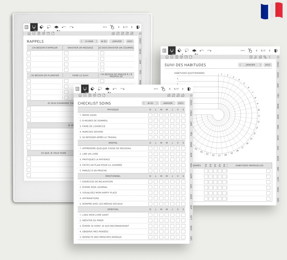 Boostez votre productivité avec nos rappels et trackers for Supernote Planner Boostez votre productivité avec nos rappels et trackers Template for Supernote
