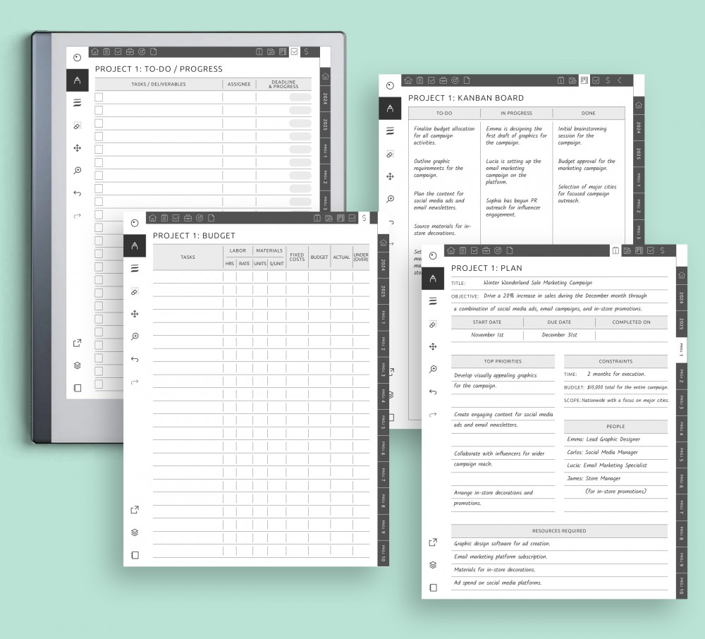 Manage Projects Effectively Template for reMarkable