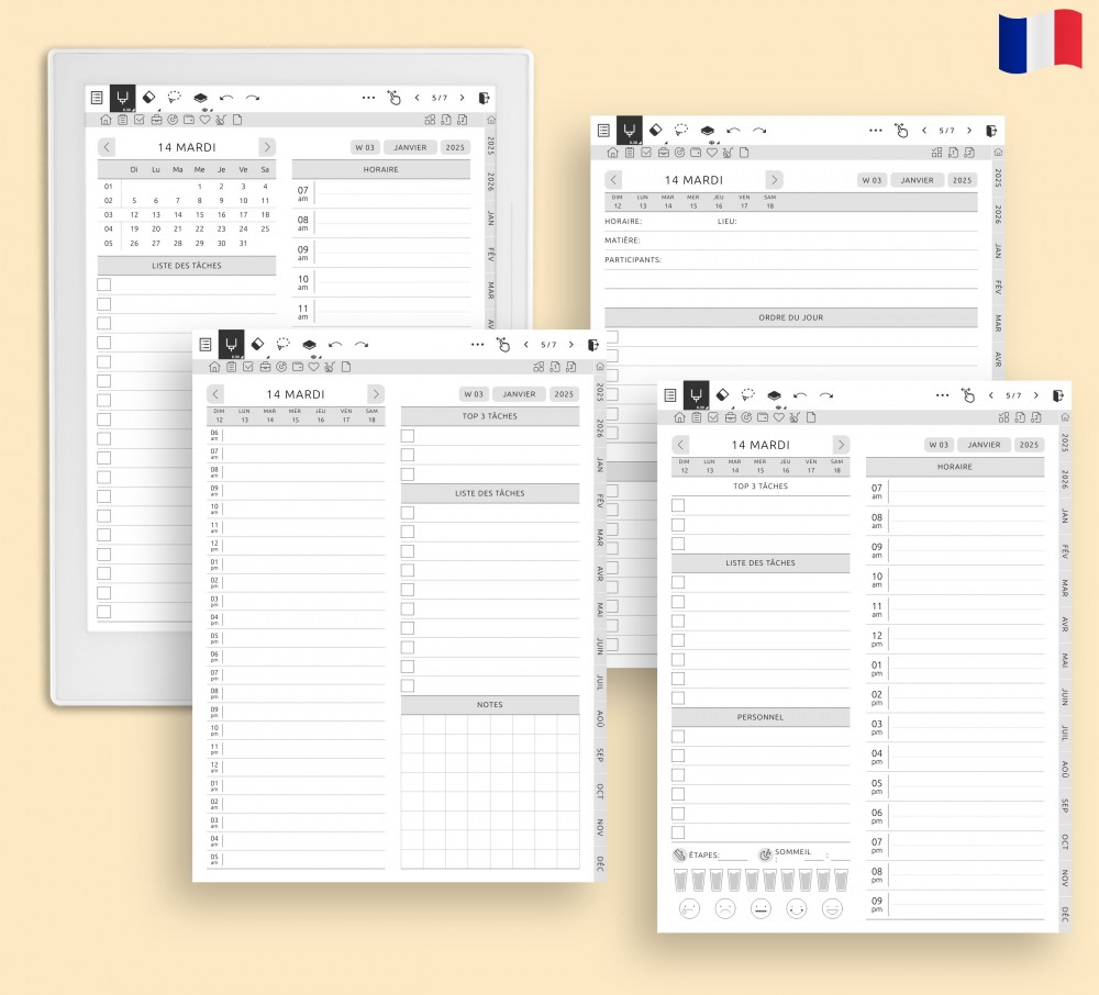 Optimisez votre productivité quotidienne for Supernote Planner Optimisez votre productivité quotidienne Template for Supernote