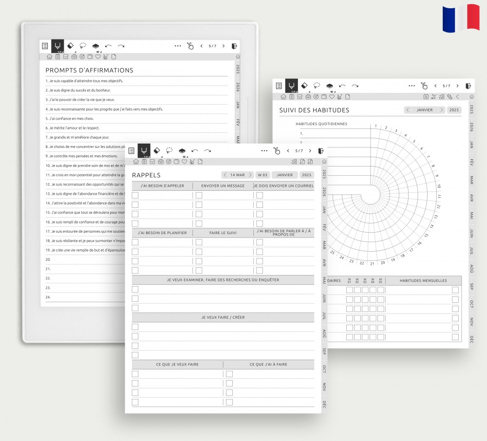 Boostez votre productivité grâce aux trackers et rappels intelligents for Supernote Planner Boostez votre productivité grâce aux trackers et rappels intelligents Template for Supernote