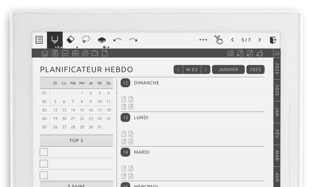 Weekly Planner for Supernote
