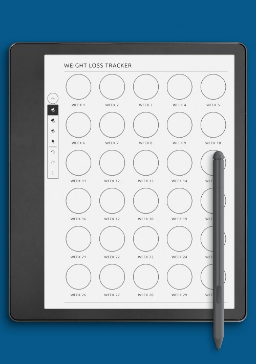 30-Week Weight Loss Tracker template for Kindle Scribe