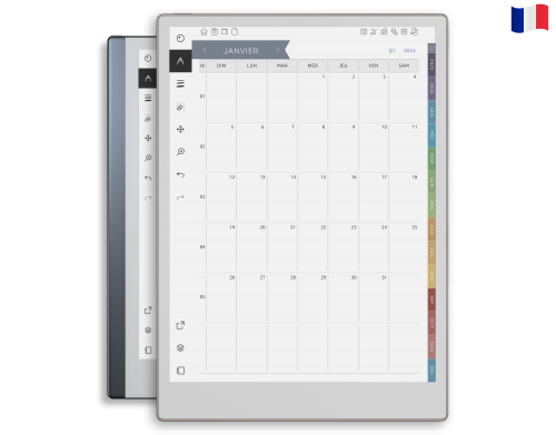 Calendrier Mensuel reMarkable (5 ans) yy - yy+5