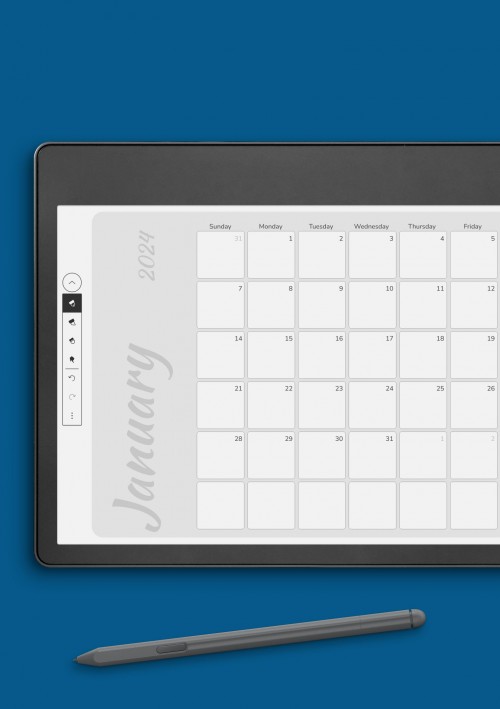 Amazon Kindle Colored Pink Monthly Calendar