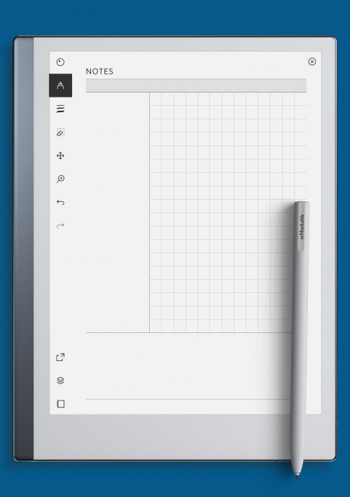 reMarkableCornell Notes Squared Paper Template