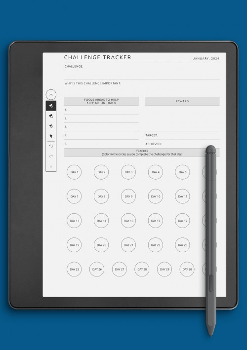 Kindle Scribe Monthly Challenge Tracker Template