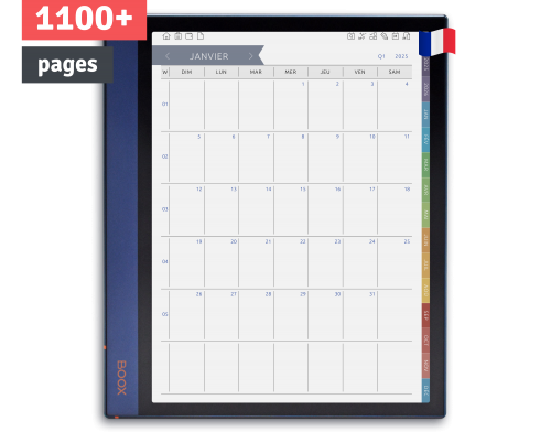ONYX BOOX – Calendrier mensuel sur cinq ans