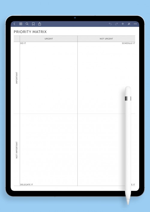iPad Priority Matrix Template