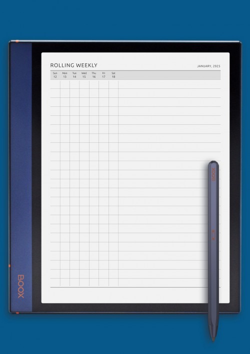 Rolling Weekly Template template for BOOX Note