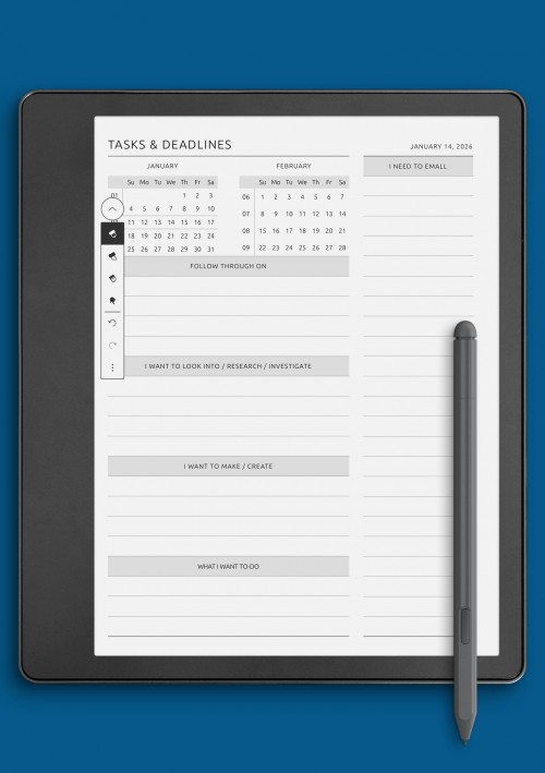 Tasks &amp; Deadlines template for Kindle Scribe