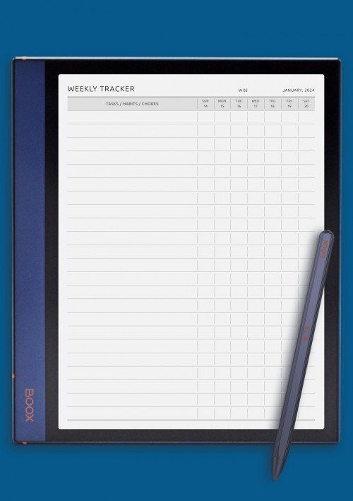 Weekly Tracker Template for BOOX Tab