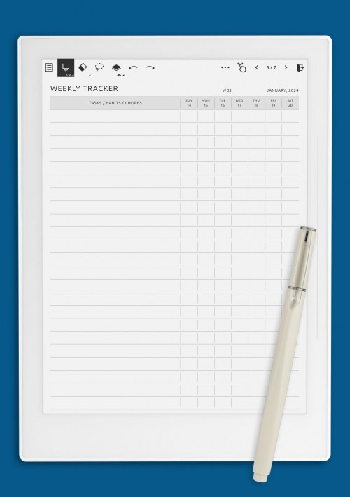 Weekly Tracker Template for Supernote